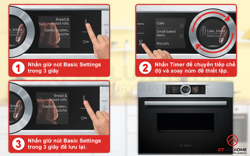 Cài đặt các chế độ cơ bản dễ dàng chỉ với một nút nhấn