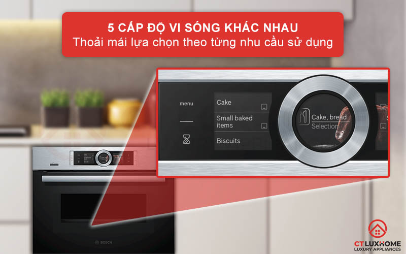 Hâm nóng và rã đông nhanh chóng với 5 cấp độ vi sóng