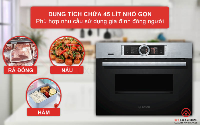 Dung tích lò 45 lít thoải mái cho bạn sử dụng gia đình đông người