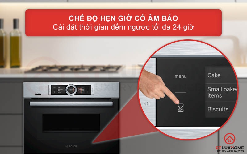 Chế độ hẹn giờ có âm báo với thời gian hẹn tối đa 24 giờ