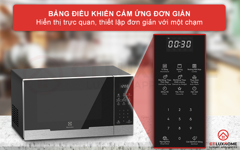 Bảng điều khiển cảm ứng một chạm đi kèm màn hình hiển thị rõ nét