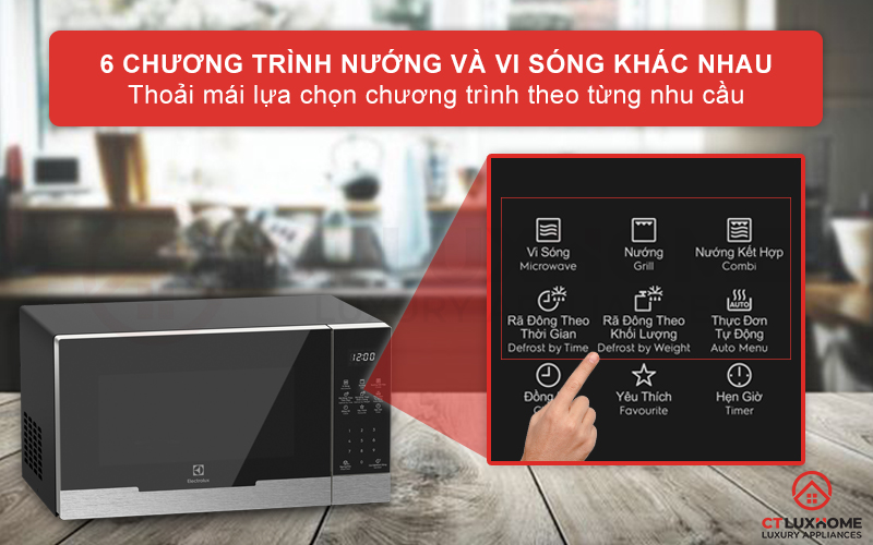 Tùy chọn 6 chương trình nướng và vi sóng khác nhau theo từng nhu cầu