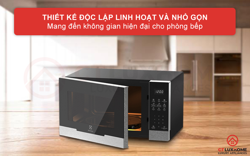 Thiết kế độc lập, linh hoạt, nhỏ gọn và sang trọng, tạo sự thẩm mỹ cho gian bếp