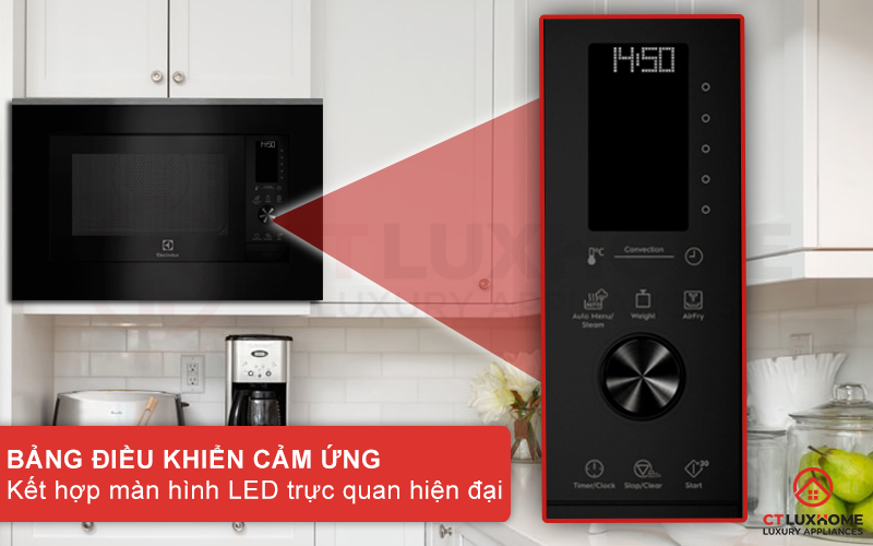 Lò vi sóng Electrolux EMSB30XCF được trang bị bảng điều khiển dạng cảm ứng hiện đại.