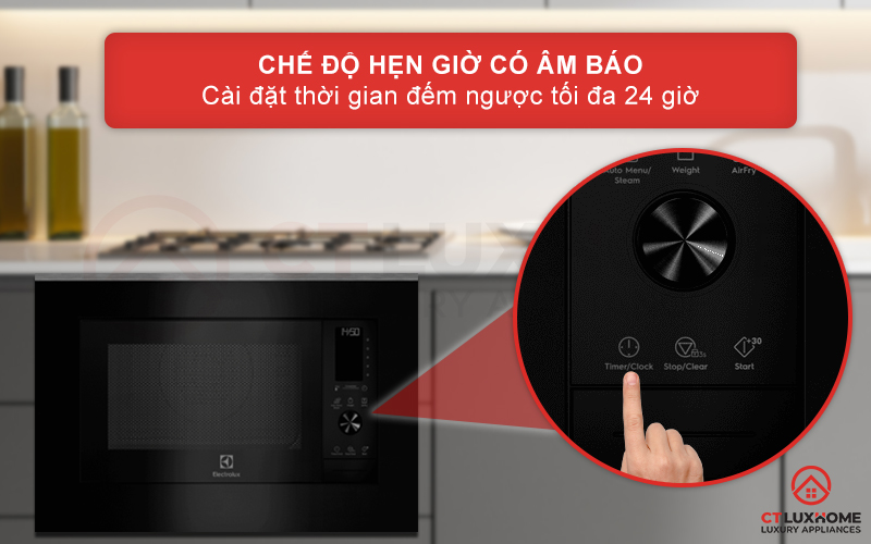 Chế độ hẹn giờ có âm báo với thời gian hẹn tối đa 24 giờ