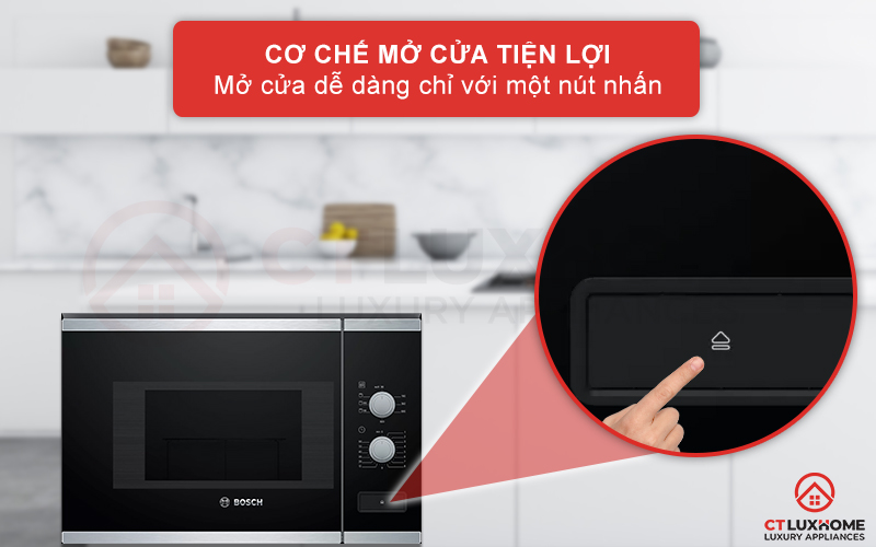 Mở cửa lò vi sóng dễ dàng với cơ chế mở cửa tiện lợi chỉ với một nút nhấn