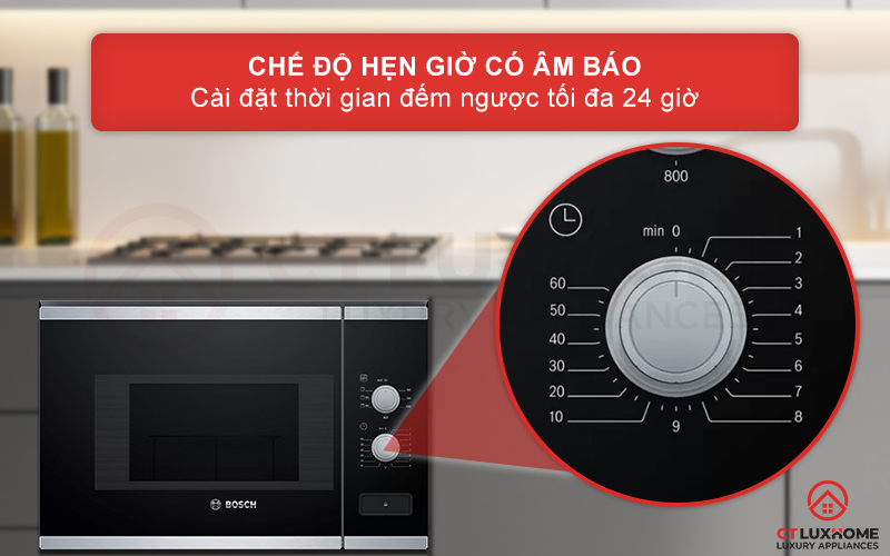 Chế độ đếm ngược thời gian tối đa 24 giờ, có âm báo