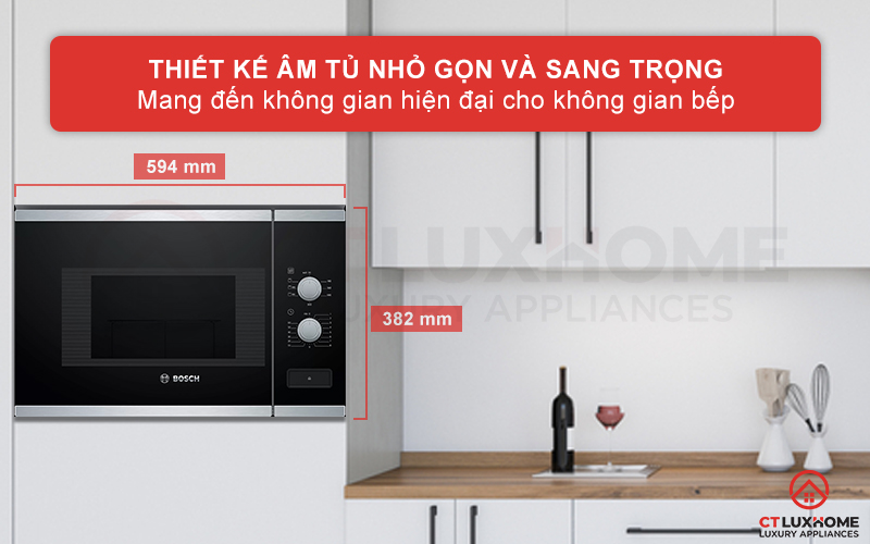 Thiết kế âm tủ nhỏ gọn và sang trọng mang đến không gian bếp hiện đại.