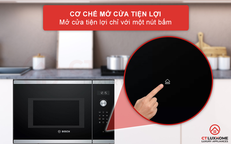 Cơ chế mở cửa tiện lợi Bosch BEL554MS0B Serie 6 giúp mở cửa dễ dàng