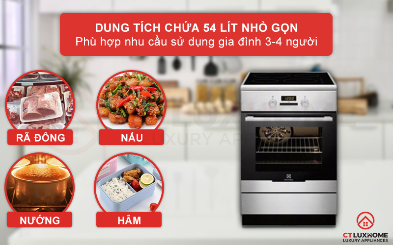 Dung tích nướng 54 lít thoải mái cho bạn sử dụng gia đình đông người