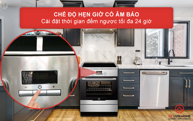 Chế độ hẹn giờ có âm báo với thời gian hẹn tối đa 24 giờ
