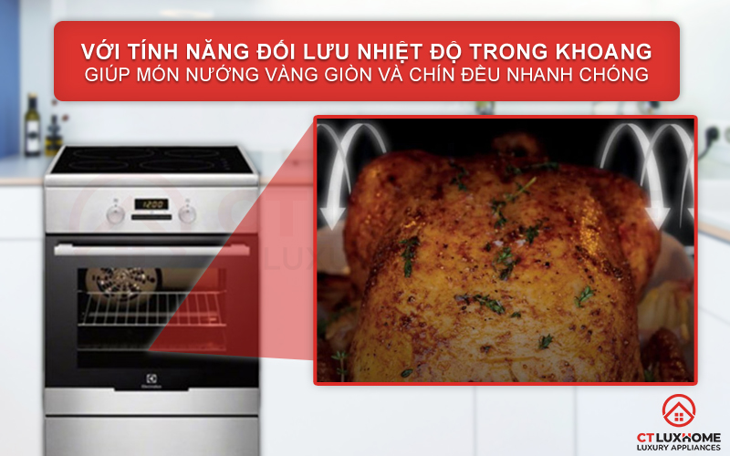 Nướng vàng giòn và chín đều với tính năng đối lưu