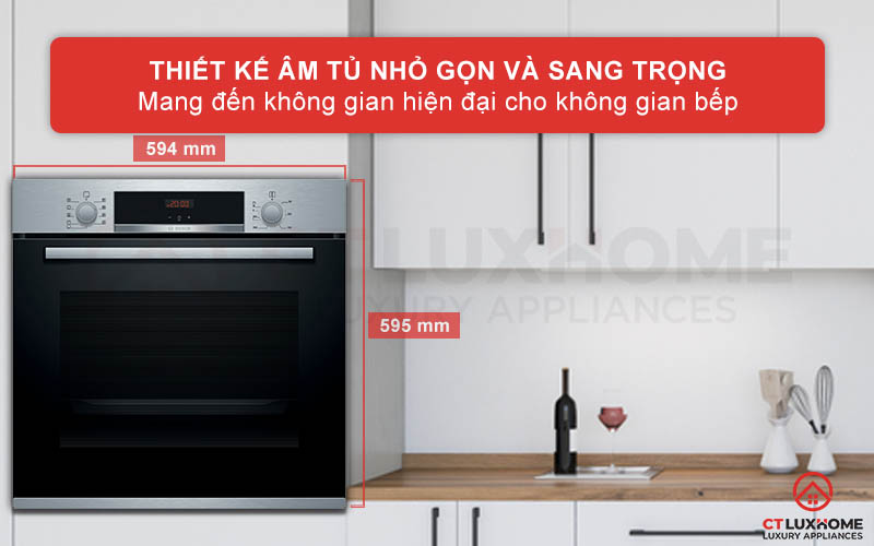 Thiết kế lò nướng Bosch HBA512BR0 âm tủ nhỏ gọn và sang trọng