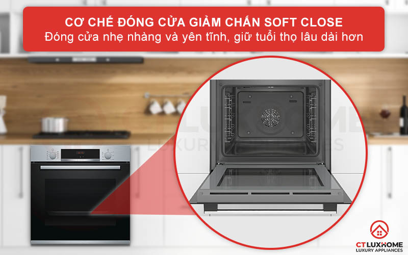 Cơ chế đóng cửa Soft Close đóng cửa nhẹ nhàng, tránh tác động đến mặt kính