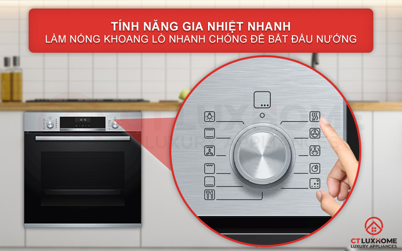 Chức năng gia nhiệt nhanh Rapid Heating giúp làm nóng lò nhanh chóng