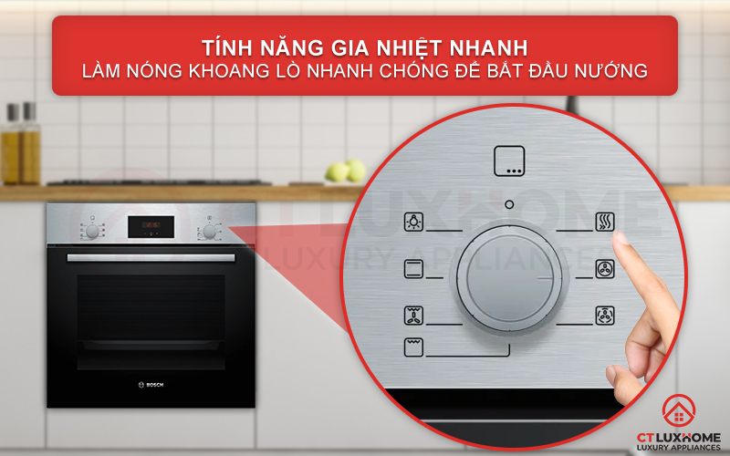 Chức năng gia nhiệt nhanh Rapid Heating giúp làm nóng lò nhanh chóng