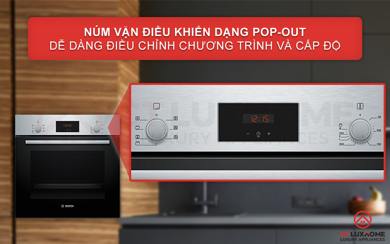 Điều chỉnh chương trình nướng và nhiệt độ với núm vặn Pop-out