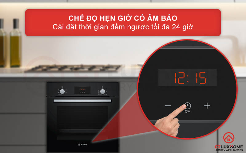 Chế độ hẹn giờ có âm báo với thời gian hẹn tối đa 24 giờ