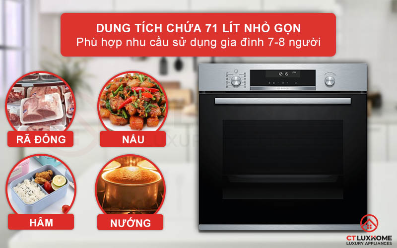 Dung tích nướng 71 lít thoải mái cho bạn sử dụng gia đình đông người
