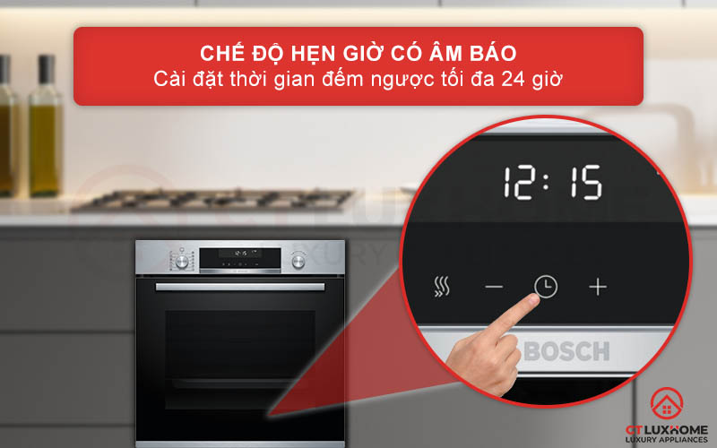 Chế độ hẹn giờ có âm báo với thời gian hẹn tối đa 24 giờ