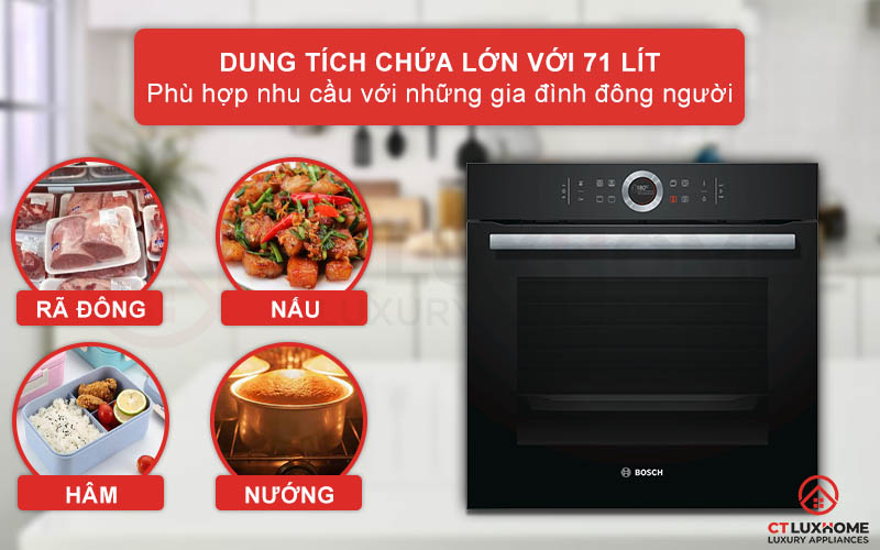 Dung tích nướng 71 lít thoải mái cho bạn sử dụng gia đình đông người