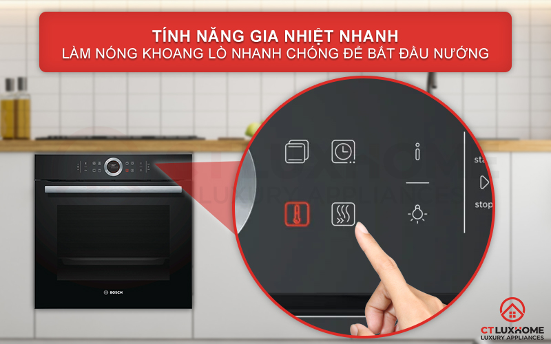 Làm nóng khoang lò nhanh chóng với tính năng gia nhiệt nhanh