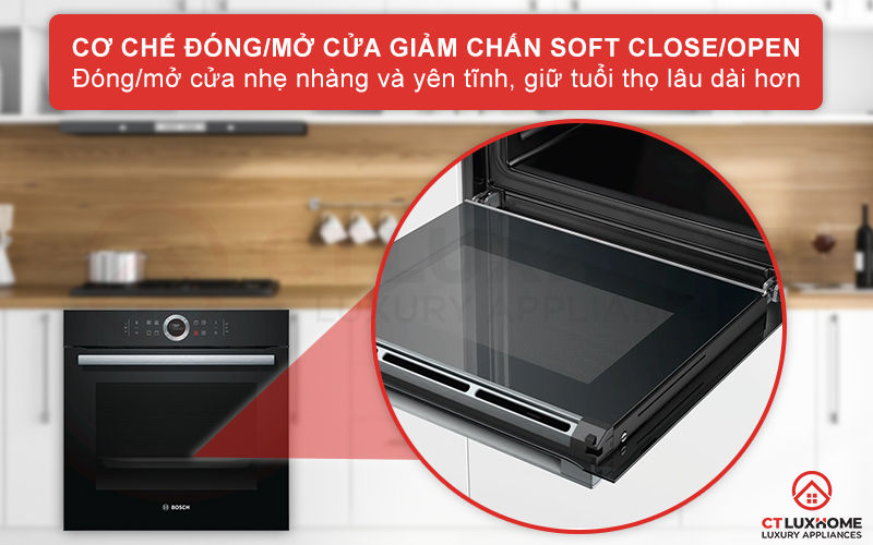 Cơ chế đóng mở cửa giảm chấn Soft Close/Open giúp đóng mở cửa nhẹ nhàng, yên tĩnh