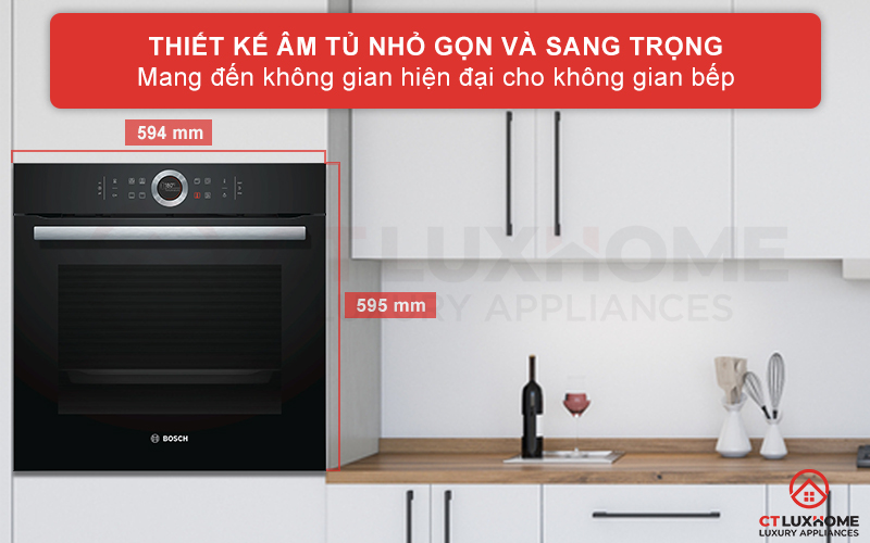 Thiết kế âm tủ nhỏ gọn và sang trọng, tạo sự thẩm mỹ cho gian bếp