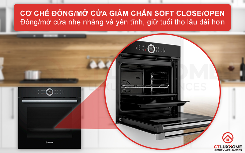 Cơ chế đóng mở cửa giảm chấn giúp đóng mở nhẹ nhàng và yên tĩnh hơn.