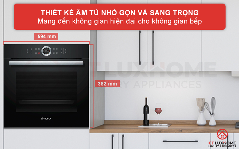 Kiểu dáng âm tủ sang trọng, thiết kế hiện đại mang đến sự thẩm mỹ cho không gian bếp