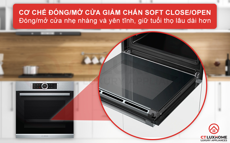Cơ chế đóng/mở giảm chấn Soft Close/Open giúp đóng/mở cửa nhẹ nhàng, yên tĩnh