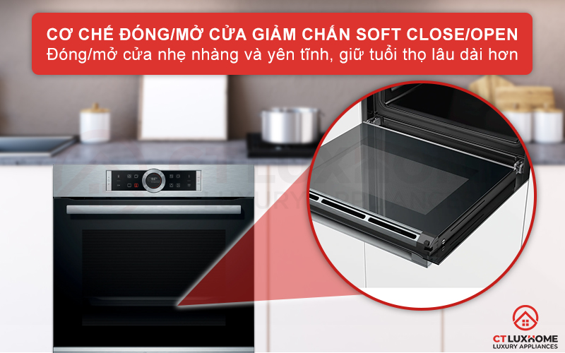 Cơ chế đóng/mở cửa giảm chấn Soft Close/Open, giúp việc đóng/mở cửa nhẹ nhàng hơn