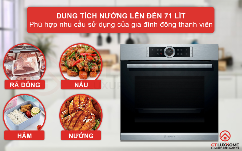 LÒ NƯỚNG ÂM TỦ BOSCH HBG675BS1 SERIE 8 71L NHIỆT PHÂN 3