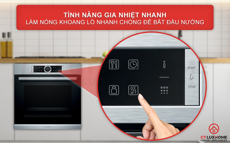 Chức năng gia nhiệt nhanh Rapid Heating giúp bạn làm nóng lò nhanh chóng