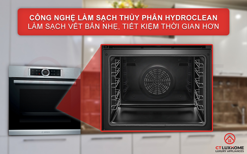 Làm sạch vết bẩn nhẹ giữa khoang lò với phương pháp HydroClean