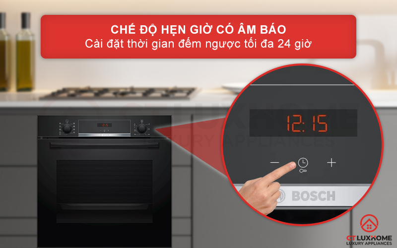 Chế độ hẹn giờ có âm báo với thời gian hẹn tối đa 24 giờ
