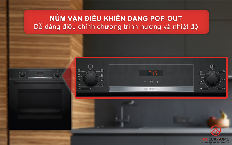 Điều chỉnh chương trình nướng và nhiệt độ với núm vặn Pop-out