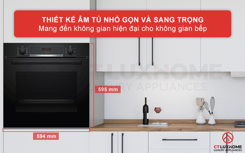 Thiết kế âm tủ nhỏ gọn và sang trọng, tạo sự thẩm mỹ cho gian bếp
