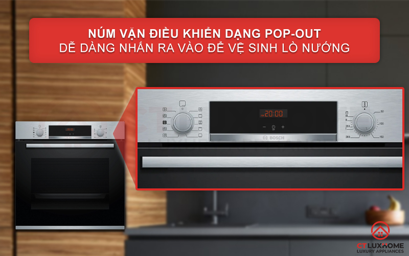 Bảng điều khiển núm vặn inox dạng Pop-out giúp dễ dàng vệ sinh