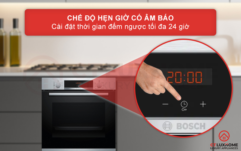 Chế độ hẹn giờ có âm báo với thời gian hẹn tối đa 24 giờ