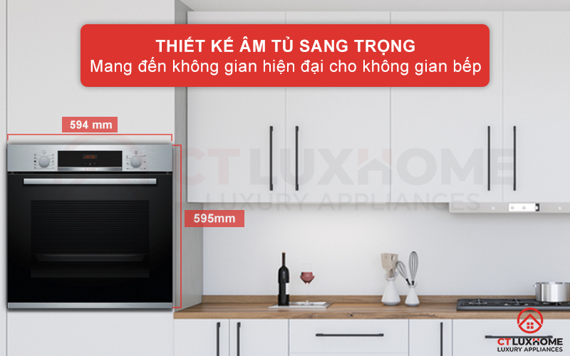 Lò nướng Bosch HRA512ES0 serie 4 thiết kế mang kiểu dáng âm tủ hiện đại và sang trọng