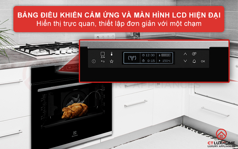 Dễ dàng chọn chức năng với bảng điều khiển cảm ứng và màn hình hiển thị LCD hiện đại