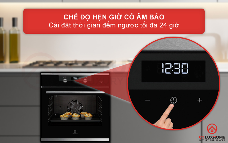 Chế độ hẹn giờ có âm báo với thời gian hẹn tối đa 24 giờ