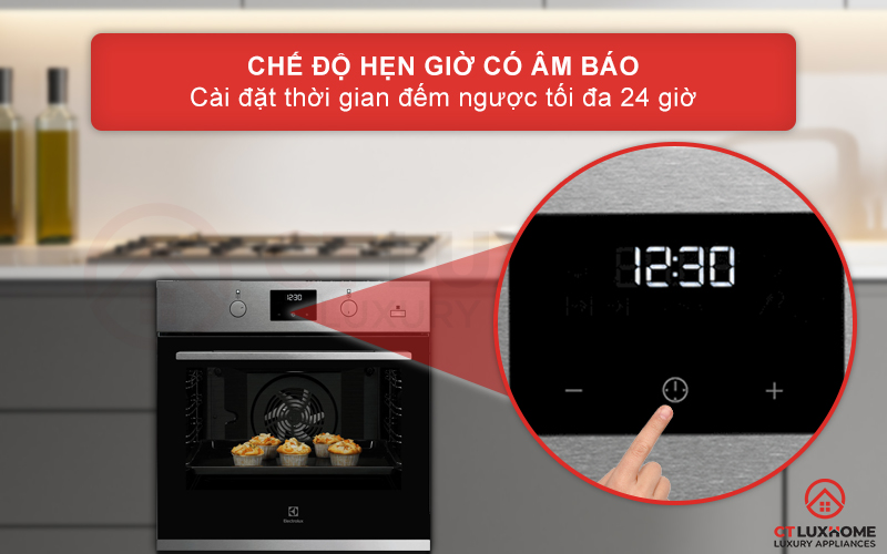 Chế độ hẹn giờ có âm báo với thời gian hẹn tối đa 24 giờ