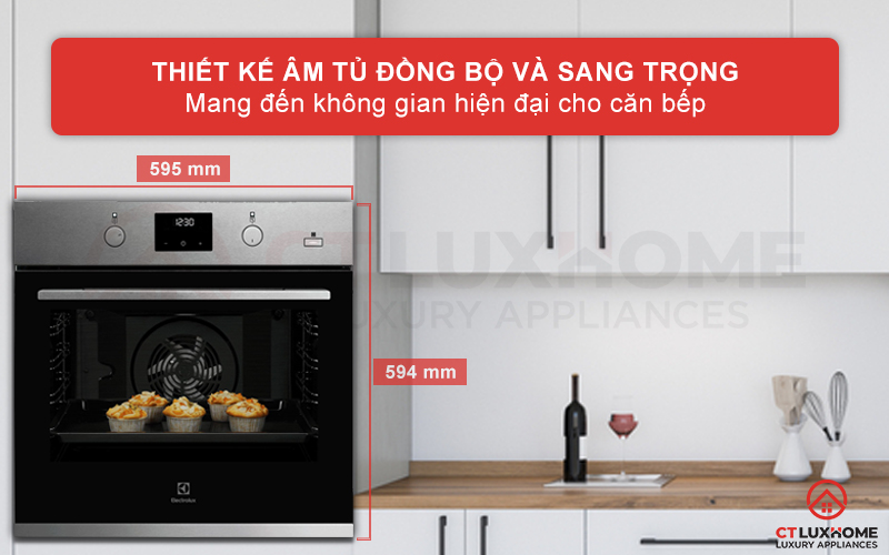 Thiết kế âm tủ sang trọng, tạo sự thẩm mỹ cho không gian bếp