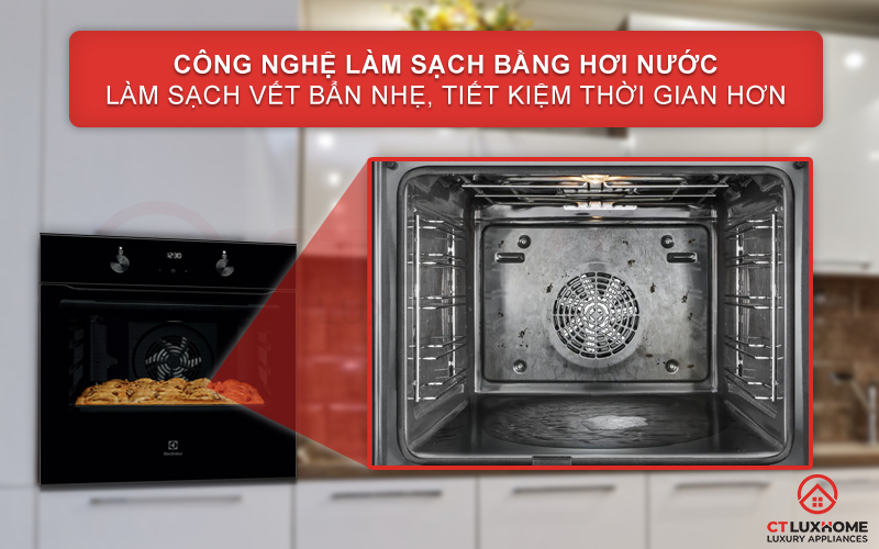 Nhẹ nhàng vệ sinh các vết bẩn với chức năng vệ sinh bằng hơi nước