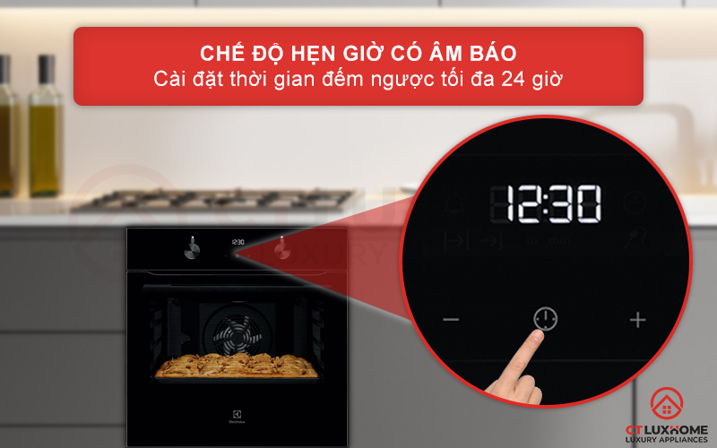 Chế độ hẹn giờ có âm báo với thời gian hẹn tối đa 24 giờ