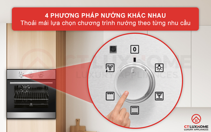 Đáp ứng đa dạng nhu cầu nướng với 4 chức năng nướng khác nhau