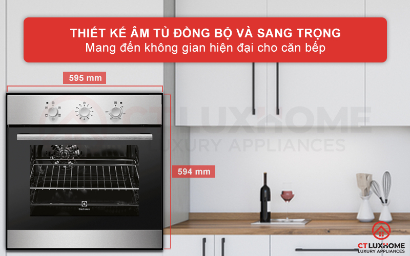 Thiết kế âm tủ sang trọng, tạo sự thẩm mỹ cho không gian bếp