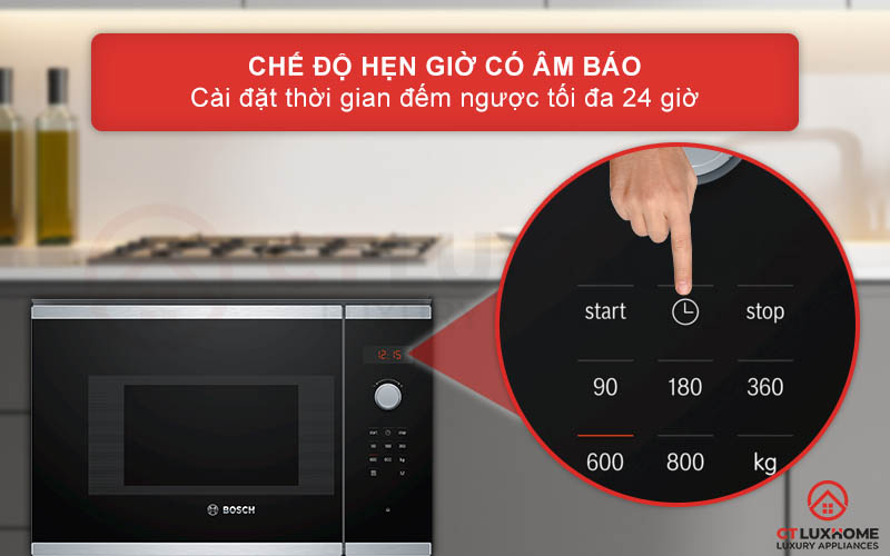 Chế độ hẹn giờ có âm báo với thời gian hẹn tối đa 24 giờ